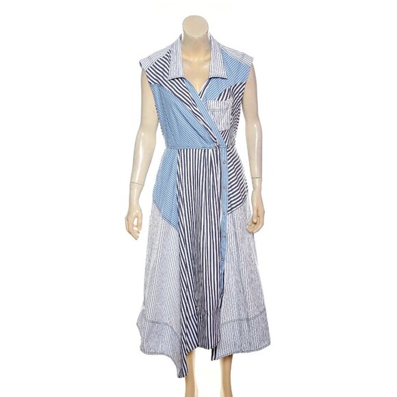 Anthropologie Pilcro Asymmetrical Button-Front Wrap Shirt Dress XXS Midi 42938 - Picture 3 of 5